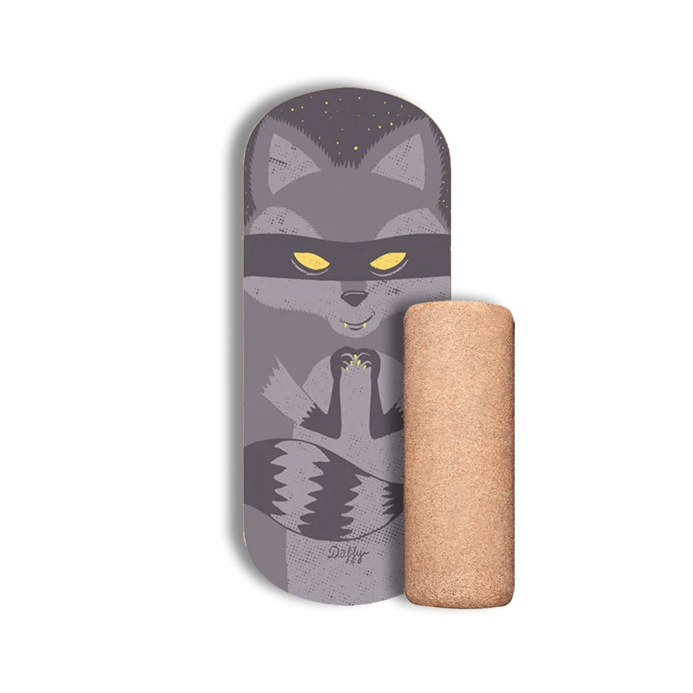 DAFFY Boards Kinder Balance Board mit Rolle im Waschbär Design