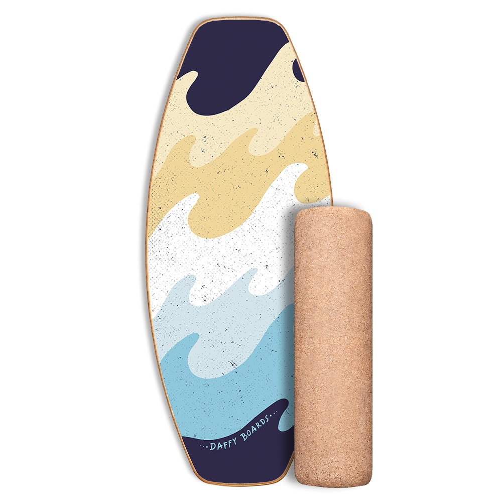 DAFFY Boards Allrounder Balance Board mit Rolle im Waves Design