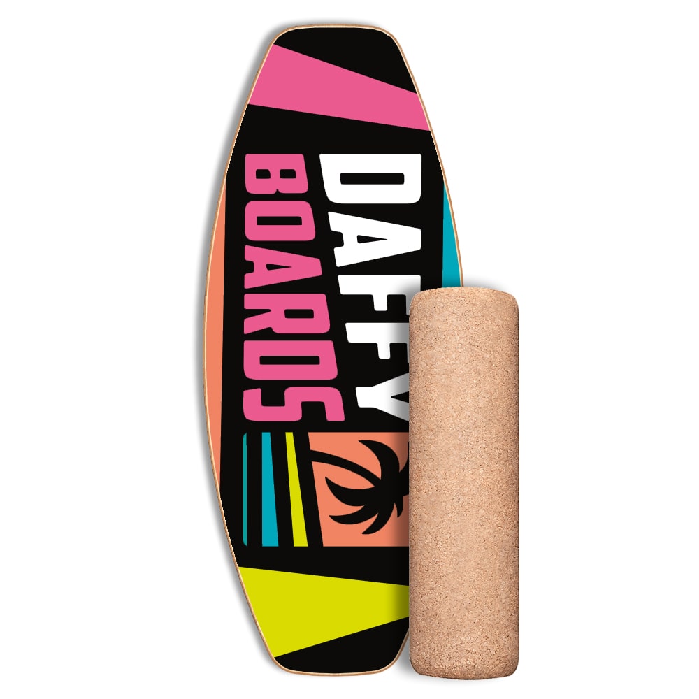 DAFFY Boards Allrounder Balance Board mit Korkrolle im schlichten Bunt Design
