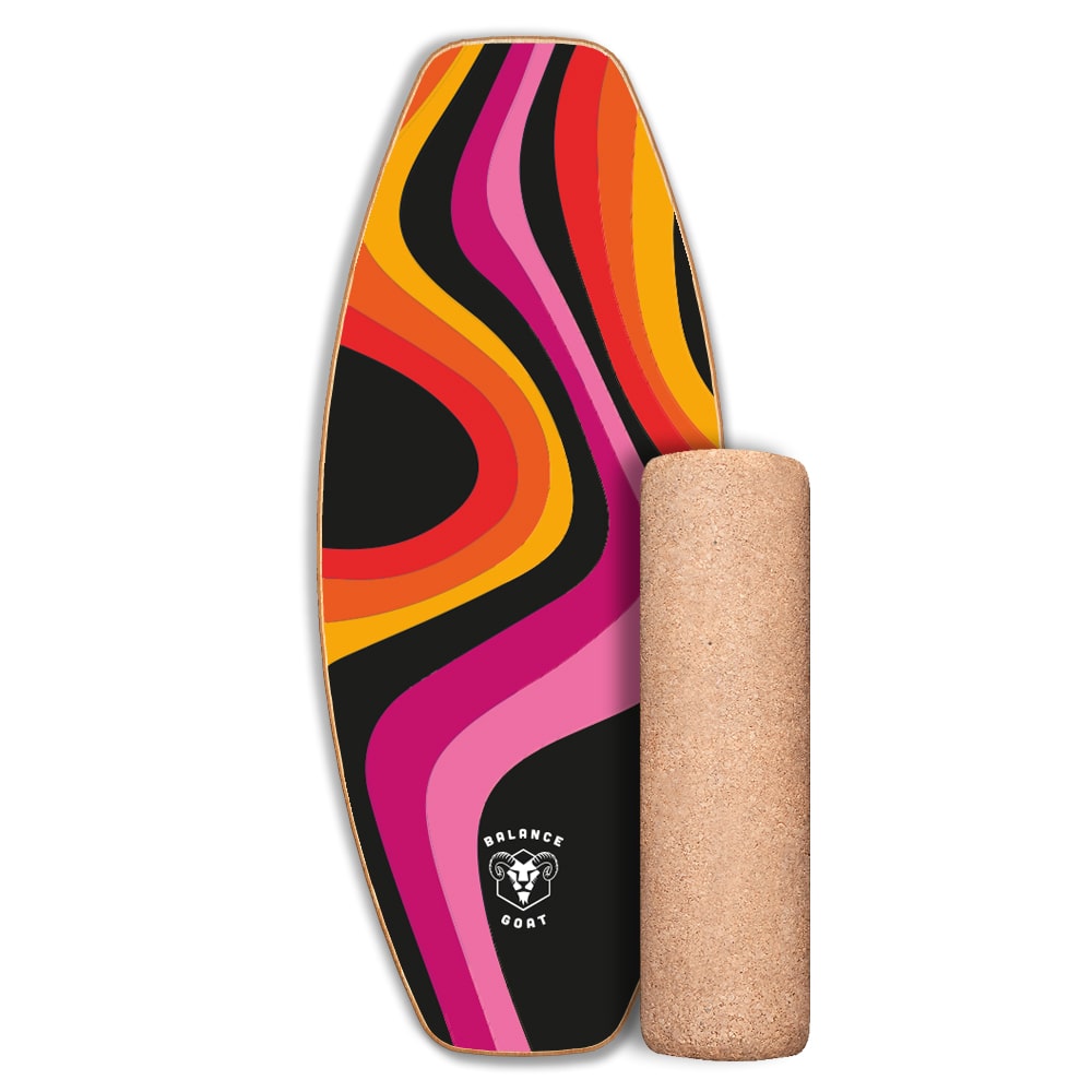 DAFFY Boards Allrounder Balance Board mit Rolle im bunten Balance Goat Design