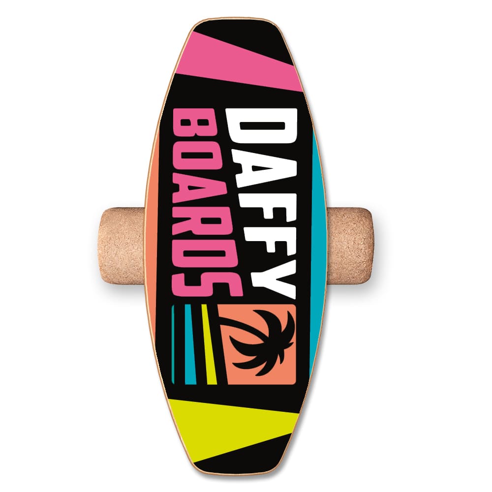 DAFFY Boards Allrounder Balance Board auf Korkrolle Rolle im schlichten Bunt Design