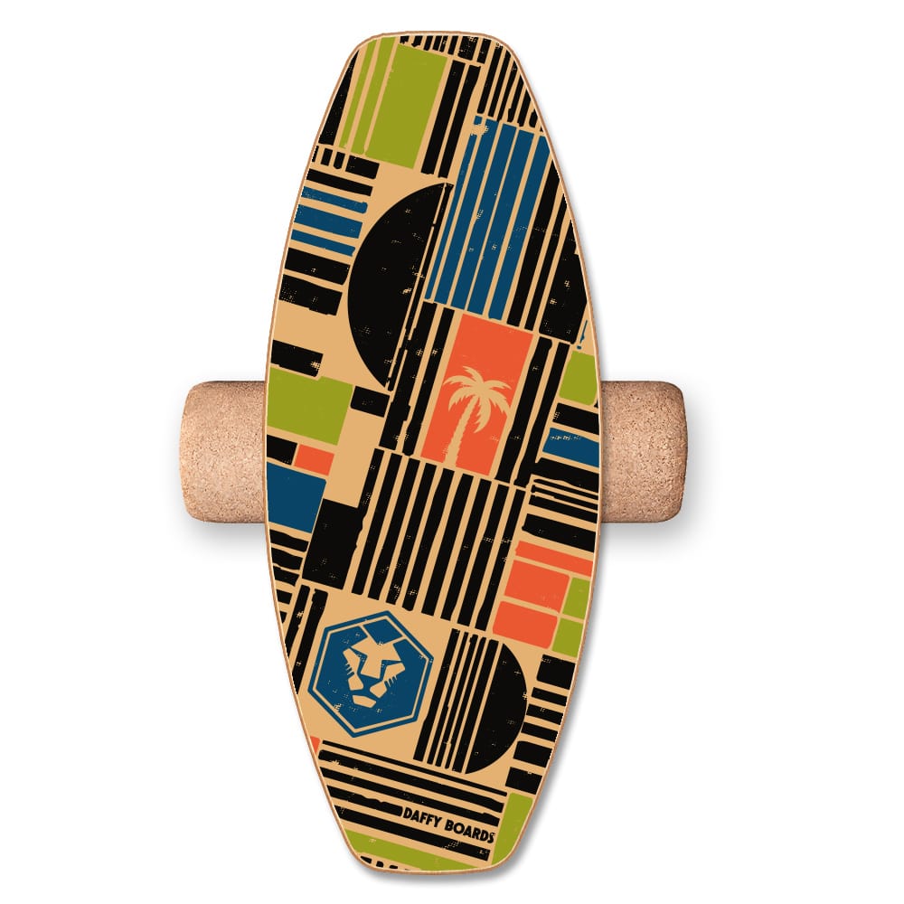 DAFFY Boards Allrounder Balance Board auf Korkrolle Rolle im schlichten Shapes Design