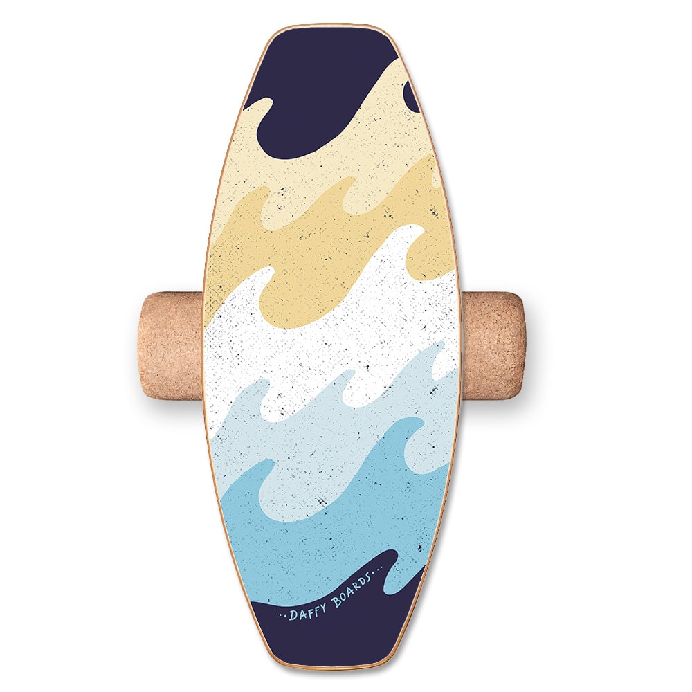 DAFFY Boards Allrounder Balance Board mit Rolle im Waves Design 