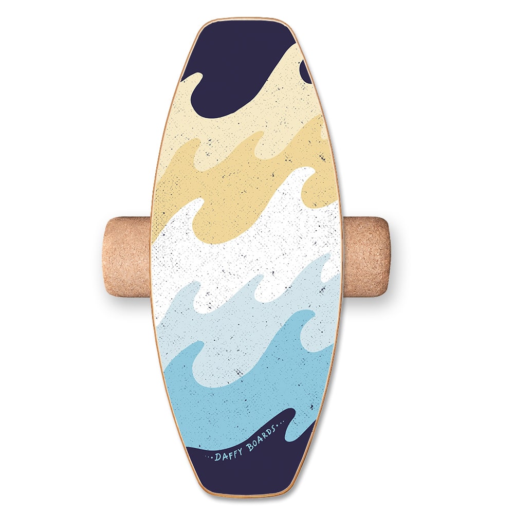 DAFFY Boards Allrounder Balance Board mit Rolle im Waves Design