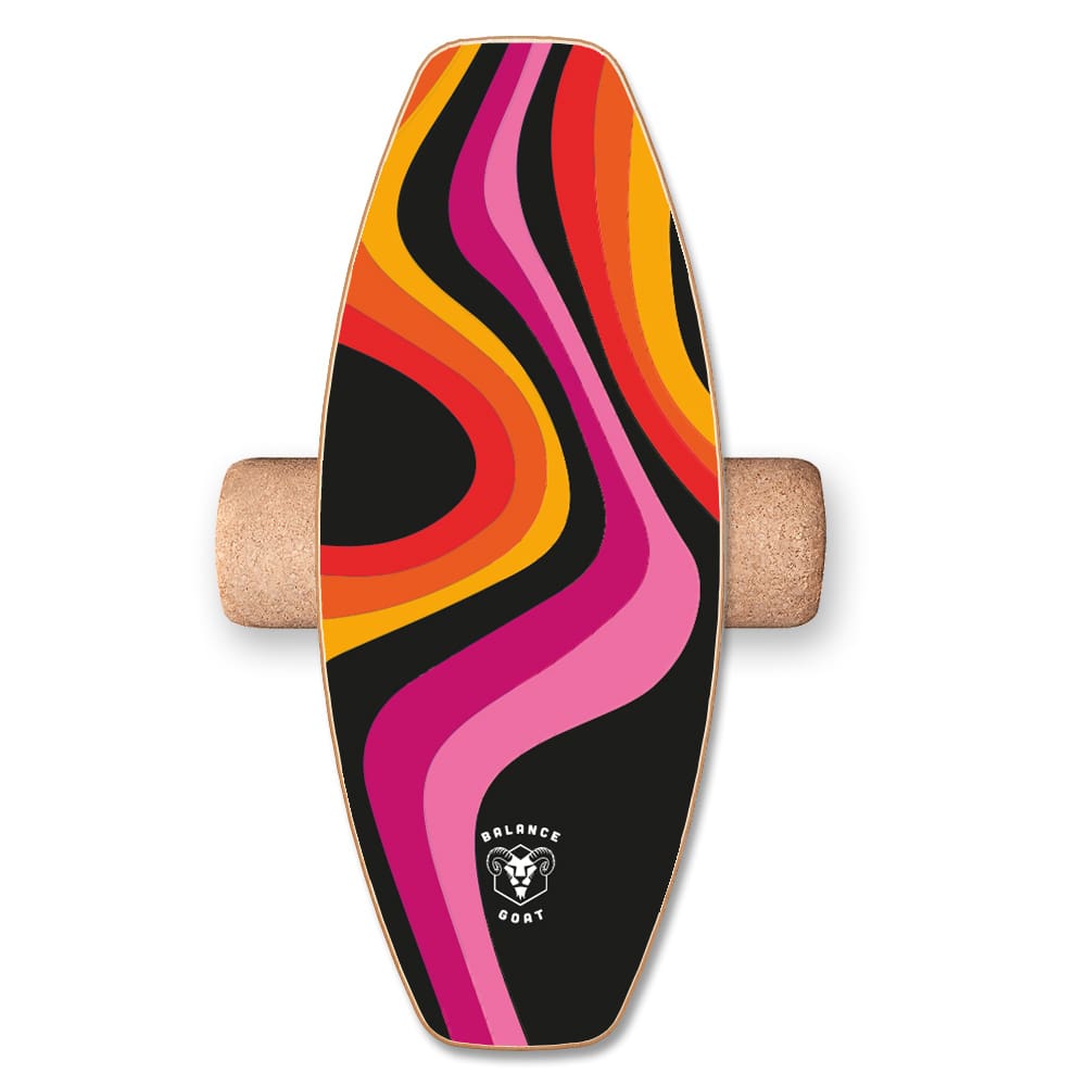 DAFFY Boards Allrounder Balance Board mit Rolle im bunten Balance Goat Design 